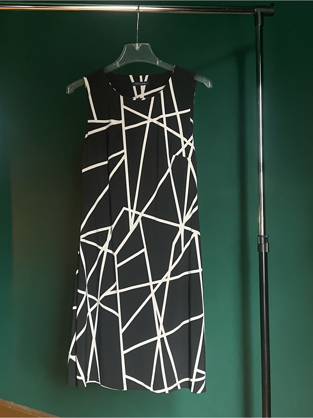 Tommy Hilfiger Black and White Geometric Midi Dress